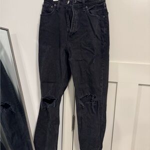 Abercrombie & Fitch Black High Rise Distressed Jeans